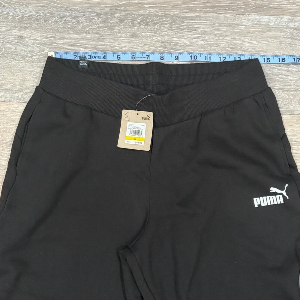 Puma ESS Sweatpants FL Mens Medium Black Fleece Joggers 846864 01 NWT